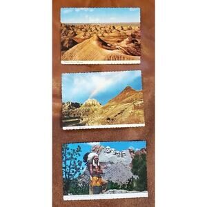 3 South Dakota Tourist 4 Inch X 6 Inch Post Cards Badlands Mt Rushmore